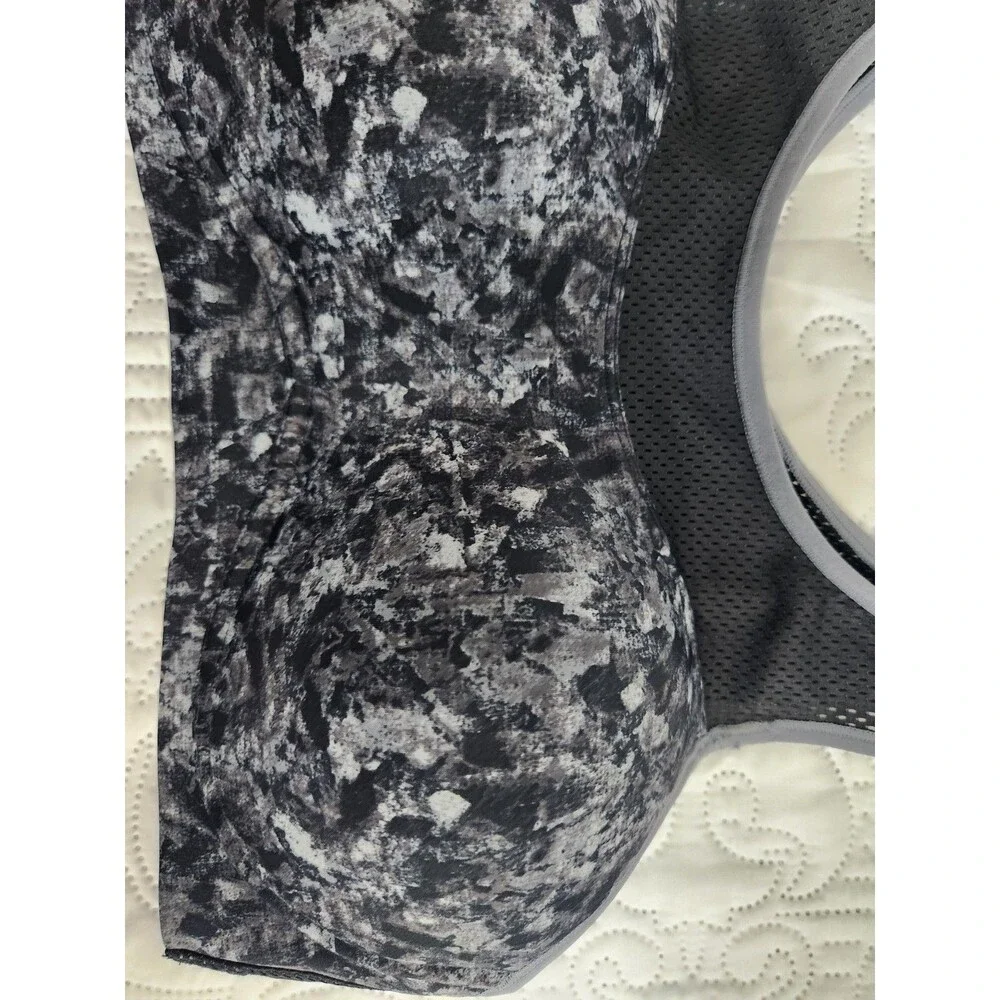 Maidenform Gray Black Mesh High Support Pullover Sports Bra Wireless 38C NWT